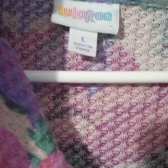 LuLaRoe Pink and Purple Tunic with Artistic Floral Design - Picture 2 of 3